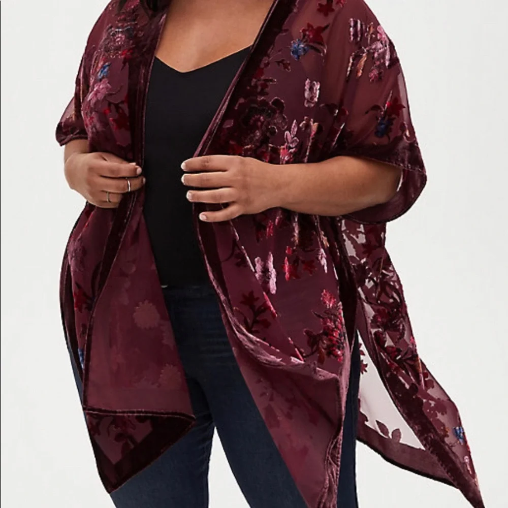 NWT Torrid Velvet Burnout Kimono - Picture 1 of 6